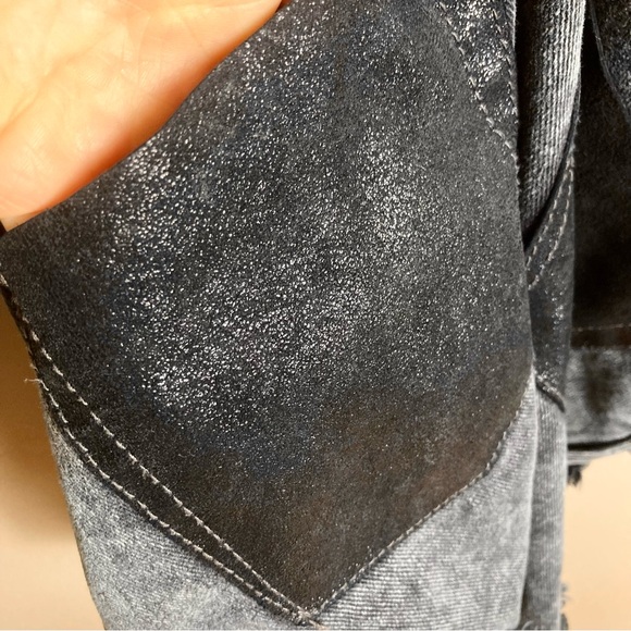 One Teaspoon Le Hawk Superfreaks Denim Overall Shorts size 25 Black distressed - Picture 8 of 16